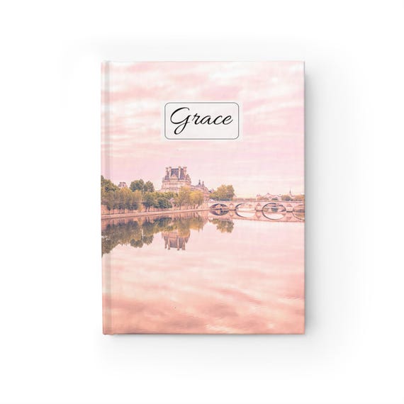 Personalized Name Notebook, Custom Paris Journal, Lined or Blank Pages, Seine River Gift, Custom Diary, Travel Writing Journal