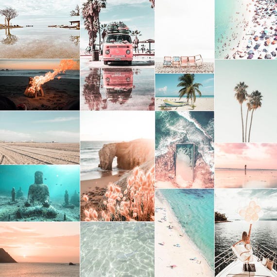 90 Boho Beach Wall Collage Kit Photos Bohohemian, Teen College Room Aesthetic VSCO Wall Decor, 30 60 or 90 Photo Prints Kit Room Decor