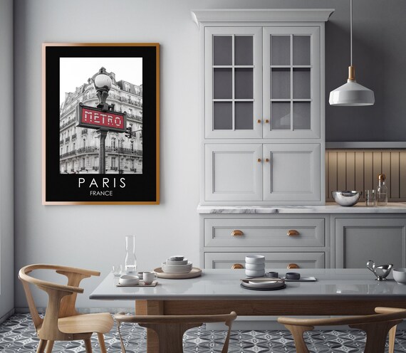 Paris Metro White or Black Background Wall Art Poster Archival Print, French Photography Large Format Posters, Parisian Home Decor Print
