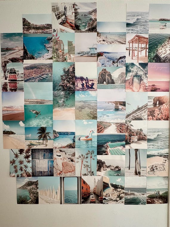 Large Prints Beach Aesthetic Wall Collage Kit, VSCO Boho Ocean Beach Chic Wall Collage Kits, 25, 50 or 75 Dorm Decor, Wall Collage Decor