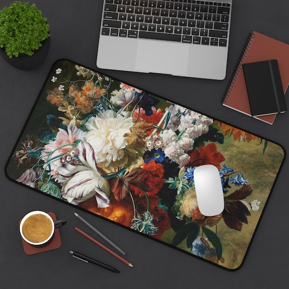 Dutch Floral Painting Art Desk Mat Pad XL Mousepad with Many Uses Features Jan van Huysum Painting for Office or Library Home Decor