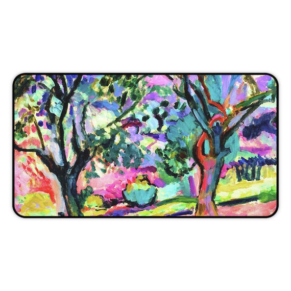 Desk Mat Pad Matisse Olive Trees, XL Mousepad with Multifunctional Uses Features for Organized Office or College Dorm Decor