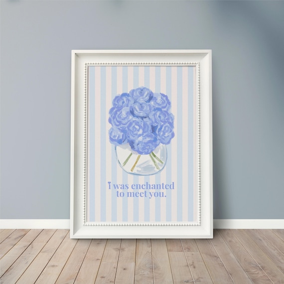 Taylor Art Enchanted to Meet You Poster, Girly College Dorm Light Blue Printed Wall Decor