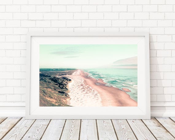 West Coast Sand Dunes Pastel Tones Sandy Beach Waves, West Coast Modern Decor Art Photography Print, Light and Bright Landscape Prints