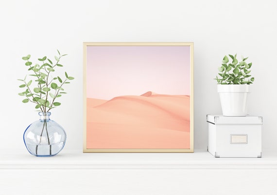 Pink Sand Dunes Cali Printed Art Photography, Modern Neutral Tonal Print Image Minimalist Wall Decor