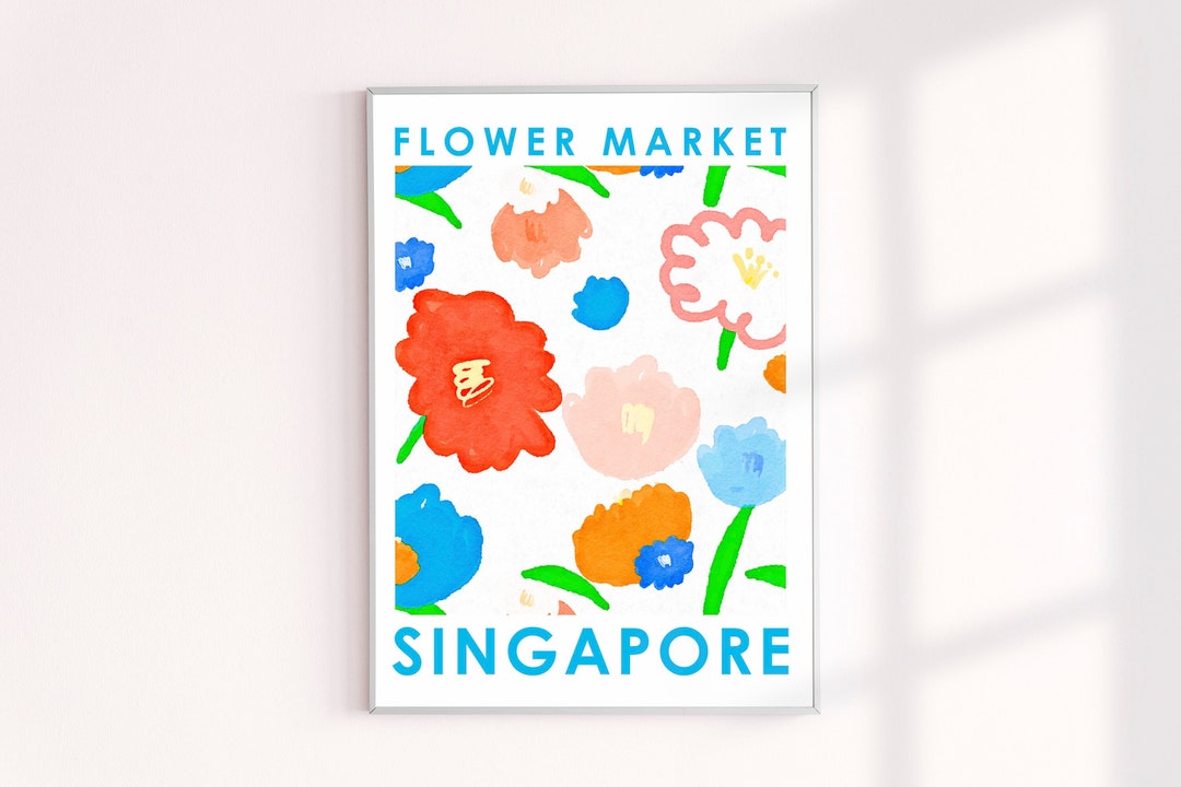 Singapore Flower Market Poster, Singapore Flower Market Wall Decor