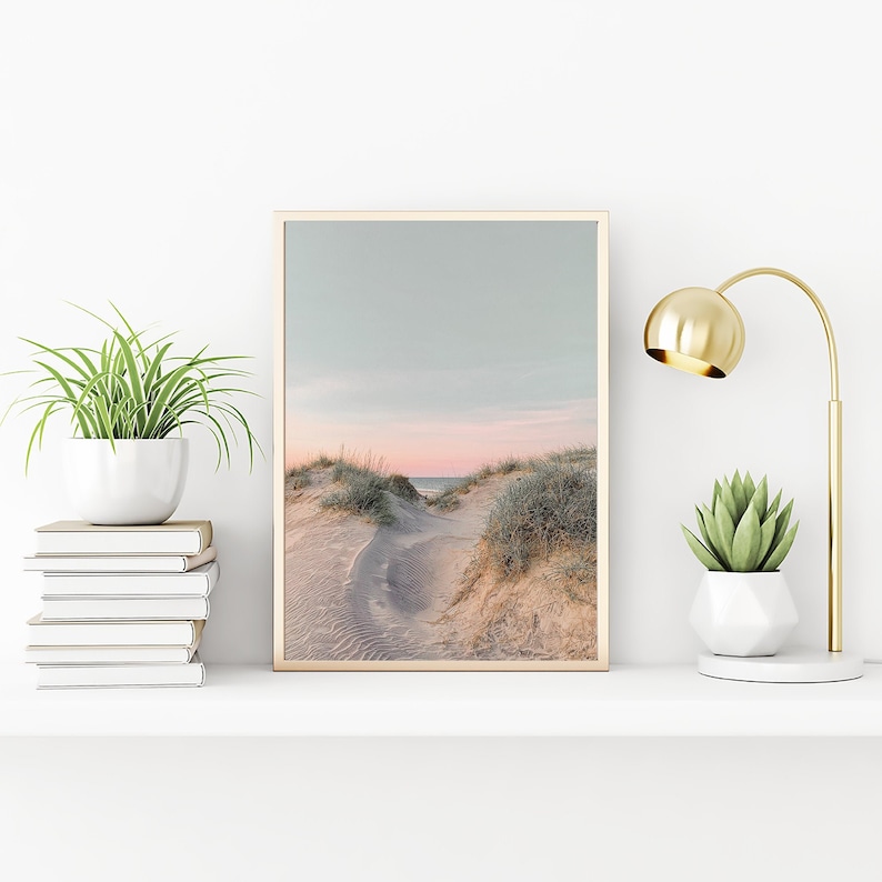 Beach Sand Dunes Grass Wall Art Print Coastal Photograph, Modern Coast Decor Art Prints Photography, Beach House Wall Art image 1
