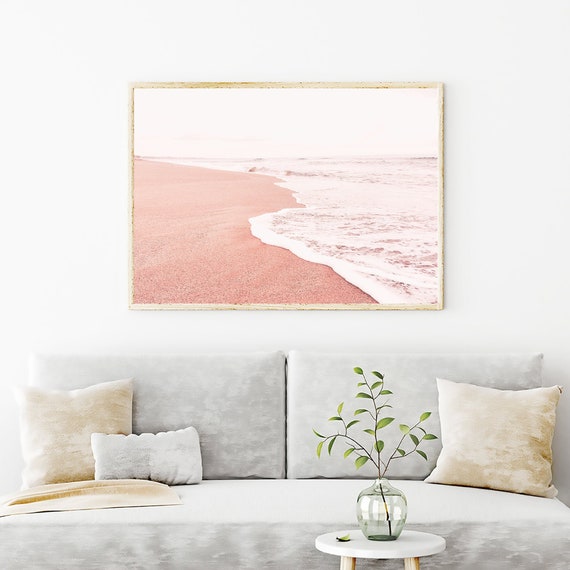 Coastal Sea Foam Beach Wall Art Photography Print Pastel Tones Print, Coast Sand Waves Modern Decor Art Prints Photography