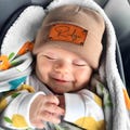 Newborn Baby Beanie with Name,Knitted Hat,Baby Hat for Boys and Girls,Leather Patch Beanies for Baby,Beanies for Babies,Baby Shower Gift