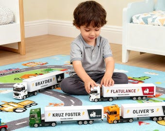 Camion miniature personnalisé pour garçon, jouet personnalisé pour enfant, camion miniature décoratif pour gâteau, cadeau d'anniversaire pour garçon, décoration de gâteau, cadeau jouet personnalisé
