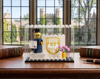 Custom Brick Minifigure Display, Class of 2026 Graduation Keepsake, Personalized Photo Gift
