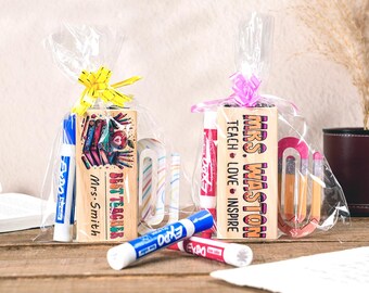 Set de regalo de borrador de pizarra personalizado, regalo personalizado para maestros con marcador y clip, borrador de pizarra, agradecimiento al maestro, regalo de fin de año