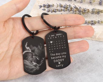 Porte-clés photo pour papa, le moment où tu es devenu papa - Premier cadeau pour la fête des pères