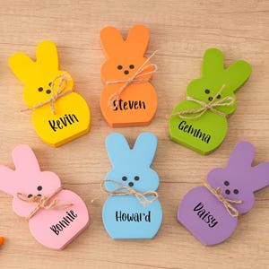 Personalized Wooden Easter Peep Decor,Bunny Decor, Wood Peeps,Easter Bunny Name Tag,Personalized Wood Accessory for Spring,Spring Decor