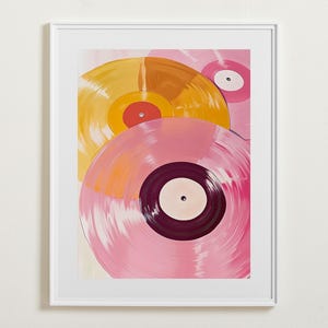Art mural disque vinyle rose, orange, jaune, pastel tendance imprimable, affiche minimaliste, art mural galerie, téléchargement immédiat, art mural imprimable