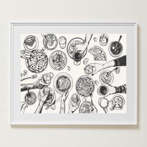 Wydruk artystyczny „Cheers Kitchen”: Minimalistyczny wystrój jadalni (do pobrania w wersji cyfrowej)