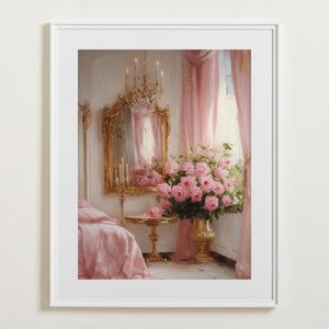 Arte de pared para dormitorio con tema coqueto en color rosa, balletcore para imprimir, póster para habitación estilo cabaña, habitación coqueta, arte de pared femenino, descarga instantánea, arte de pared para imprimir