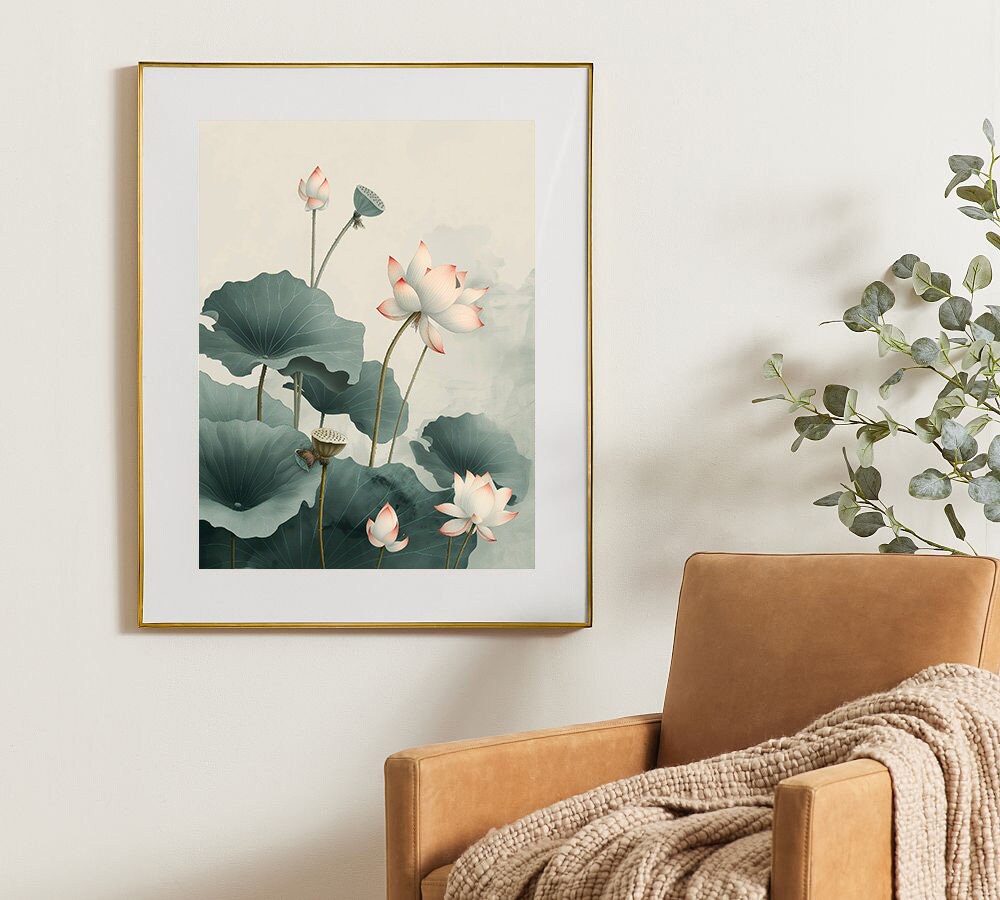 Lotus Flower Wall Art, Chinoiserie Botanical PRINTABLE, Floral Poster ...