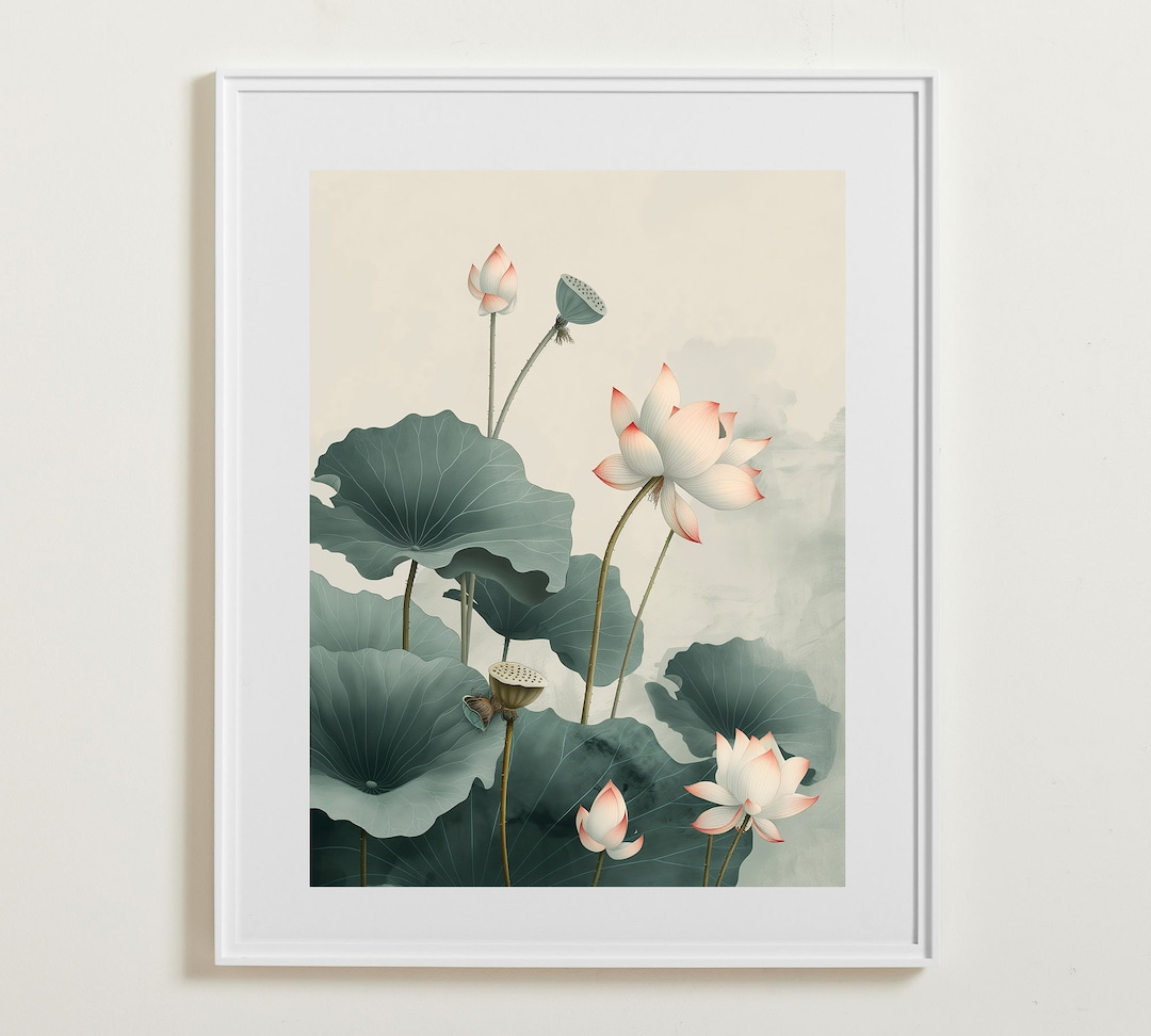 Lotus Flower Wall Art, Chinoiserie Botanical PRINTABLE, Floral Poster ...