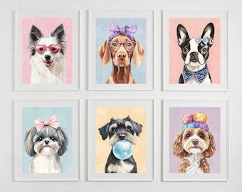 Watercolor Dog Prints: Set of 6 Puppy Posters (Digital Download)