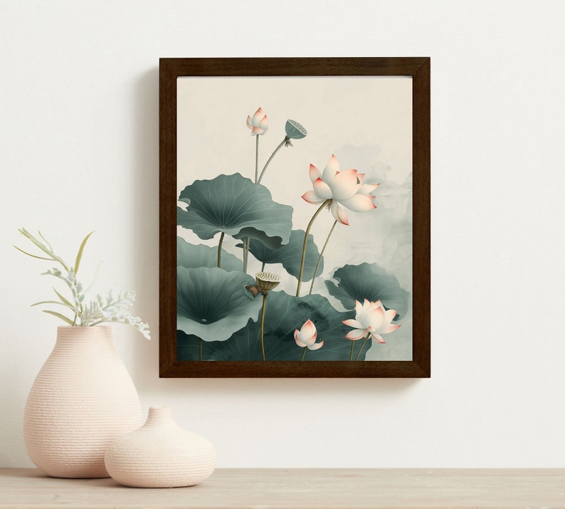Lotus Flower Wall Art, Chinoiserie Botanical PRINTABLE, Floral Poster ...