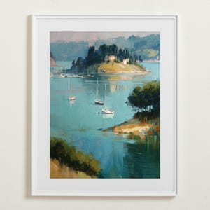 Abstract Coastal Wall Art, Seascape PRINTABLE, Beach Poster, Sailboat Beach, Gallery Vintage Wall Art, Instant Download, Printable Wall Art