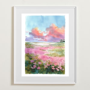 Sunset Wildflower Wall Art, Flower Meadow Field PRINTABLE, Colorful Wildflowers Poster, Nature Botanical, Gallery Wall Art, Instant Download