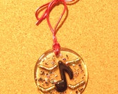 Fused Glass Musical Note Ornament - Music Teacher Gift - Fused Glass Music Ornaments - Dichroic Glass Ornaments - Eighth Note Ornament