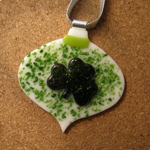 Irish Christmas Ornaments - Fused Glass Shamrock Sun Catcher - Shamrock Ornaments - Fused Glass Holiday Decor - Glass Shamrock Ornaments