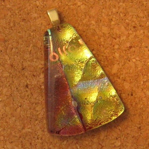 Orange Dichroic Glass Pendant - Fused Glass Pendant - Dichroic Pendant - Dichroic Jewelry - Dichroic Necklace