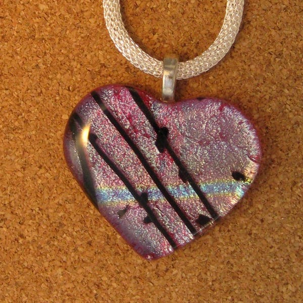 Red Dichroic Heart Pendant,Fused Glass,Dichroic Jewelry,Valentines Day Gifts