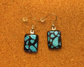 Dichroic Glass Earrings, Blue Fused Glass Earrings, Dichroic Jewelry