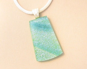 Dichroic Pendant -Dichroic Jewelry - Dichroic Necklace - Green Fused Glass Pendant - Fused Glass Jewelry - Fused Glass Necklace