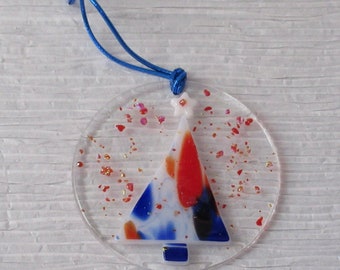 Fused Glass Ornament, Patriotic Ornaments, Holiday Sun Catcher, Tree Ornament, Fused Glass Sun Catcher, Military Ornament