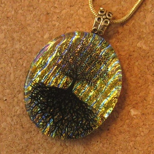 Tree of Life Pendant - Dichroic Tree of LIfe - Dichroic Pendant - Fused Glass Pendant - Fused Glass Jewelry - Glass Pendant