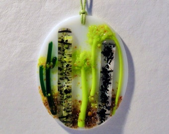 Fused Glass Birch Tree Sun Catcher, Fused Glass Ornament, Fused Glass Sun Catchers, Fused Glass Birch Tree Ornament