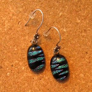 Fused Glass Earrings - Dichroic Earrings - Dichroic Jewelry - Fused Glass Jewelry - Glass Earrings