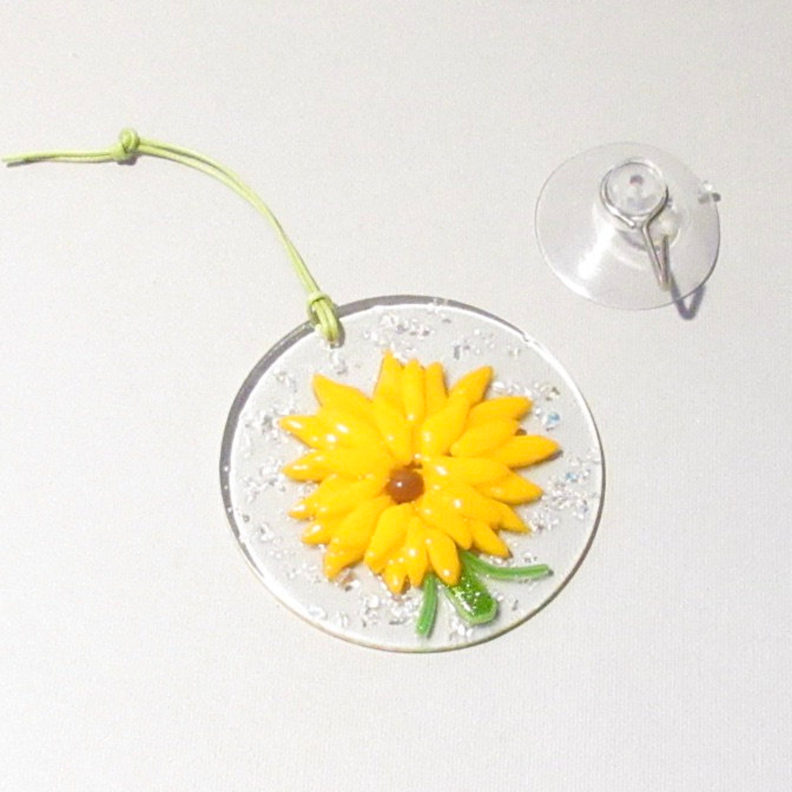 Fused Glass Yellow Flower Fused Glass Sun Catcher Flower Sun Etsy