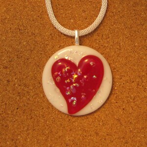 Fused Glass Heart Pendant - Dichroic Pendant - Fused Glass Necklace - Heart Jewelry - Valentine Jewelry - Valentine Heart Pendant
