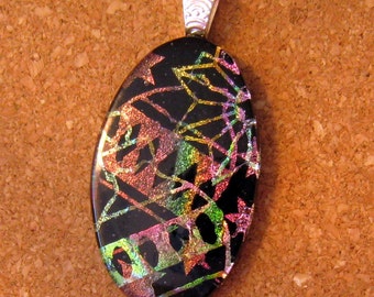 Dichroic Holiday Pendant - Fused Glass Pendant - Glass Pendant - Glass Ornament - Dichroic Jewelry - Holiday Jewelry