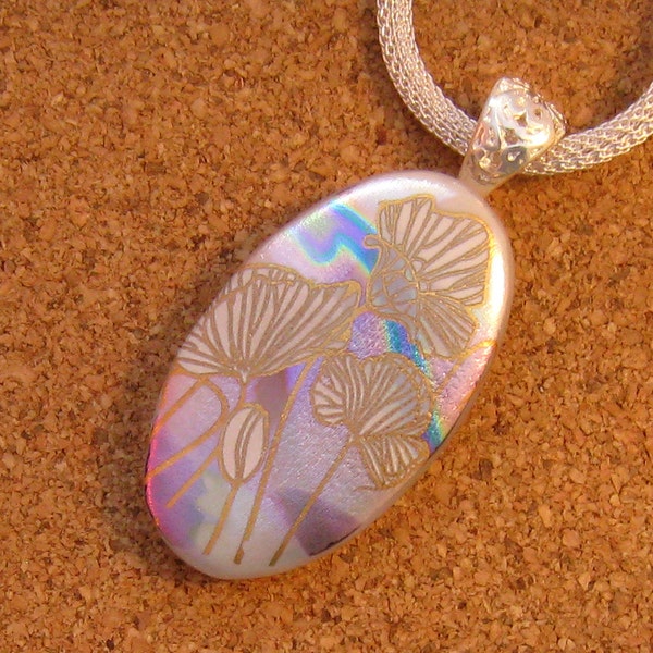 Dichroic Pendant - Dichroic Necklace - Fused Glass Pendant - Fused Glass Jewelry - Dichroic Jewerly - Flower Pendant