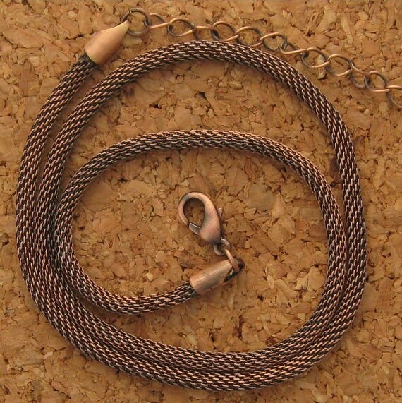 Antique Copper Plated Mesh Chain - 18 Inch Neck Chain - Necklace - Je…