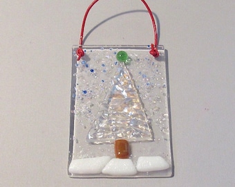 Fused Glass Ornament, Christmas Tree Ornament, Holiday Sun Catcher, Dichroic Tree Ornament, Holiday Decor, Fused Glass Sun Catcher