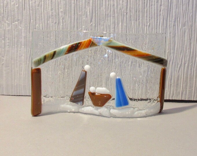 Fused Glass Nativity Scene Nativity Fused Glass Candle Etsy