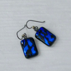 Blue Dichroic Earrings, Fused Glass Earrings, Dichroic Jewelry, Fused Glass Jewelry, Glass Earrings, Nickel Free Earrings