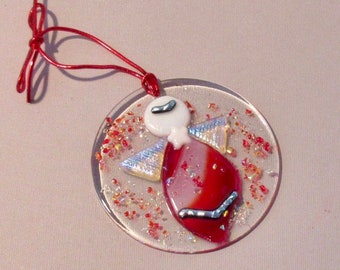 Fused Glass Christmas Angel Ornament, Fused Glass Angel Sun Catcher, Dichroic Angels, Baby's First Christmas