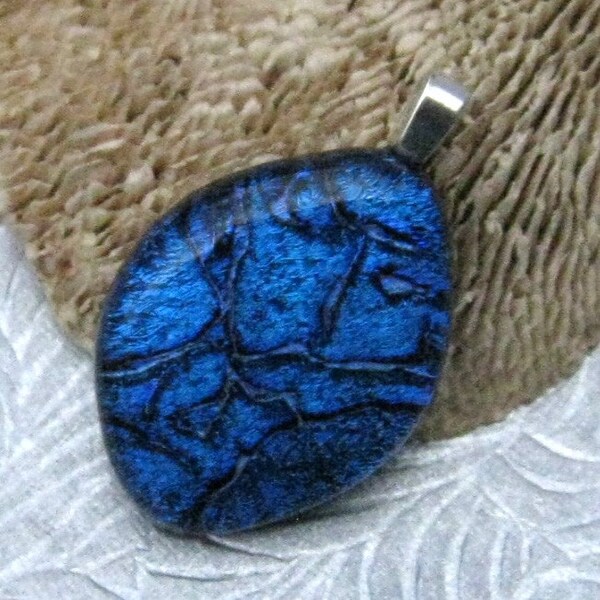 Mystic Blue Fused Dichroic Glass Pendant