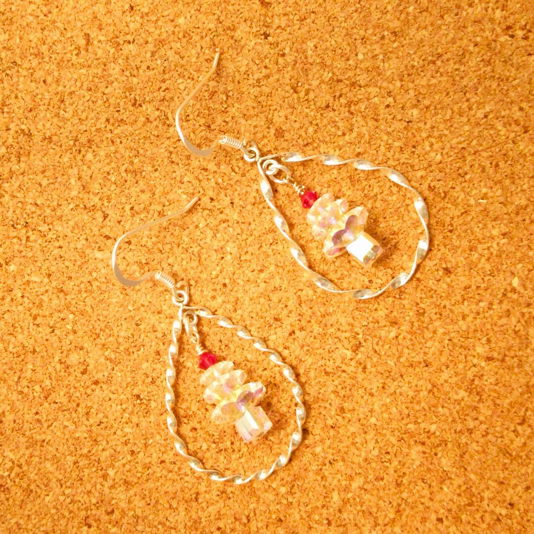 Swarovski Christmas Tree Earrings Chandelier Earrings Christmas Earrings Crystal Tree Earrings