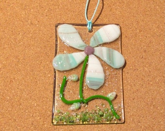 Fused Glass Floral Panel, Fused Glass Daisy Sun Catcher, Glass Flowers, Fused Glass Flowers, Floral Glass Art