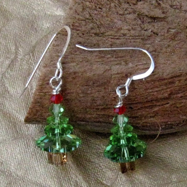 Swarovski Christmas Tree Earrings Crystal Earrings Holiday Etsy